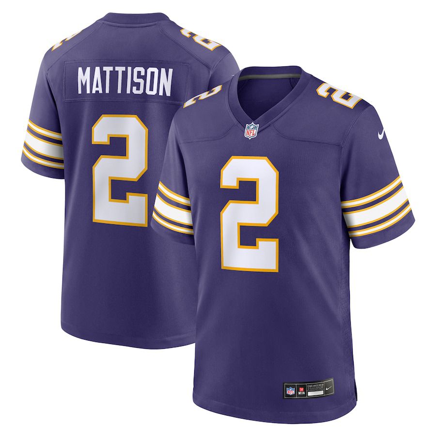 Men Minnesota Vikings #2 Alexander Mattison Nike Purple Classic Player Game NFL Jersey